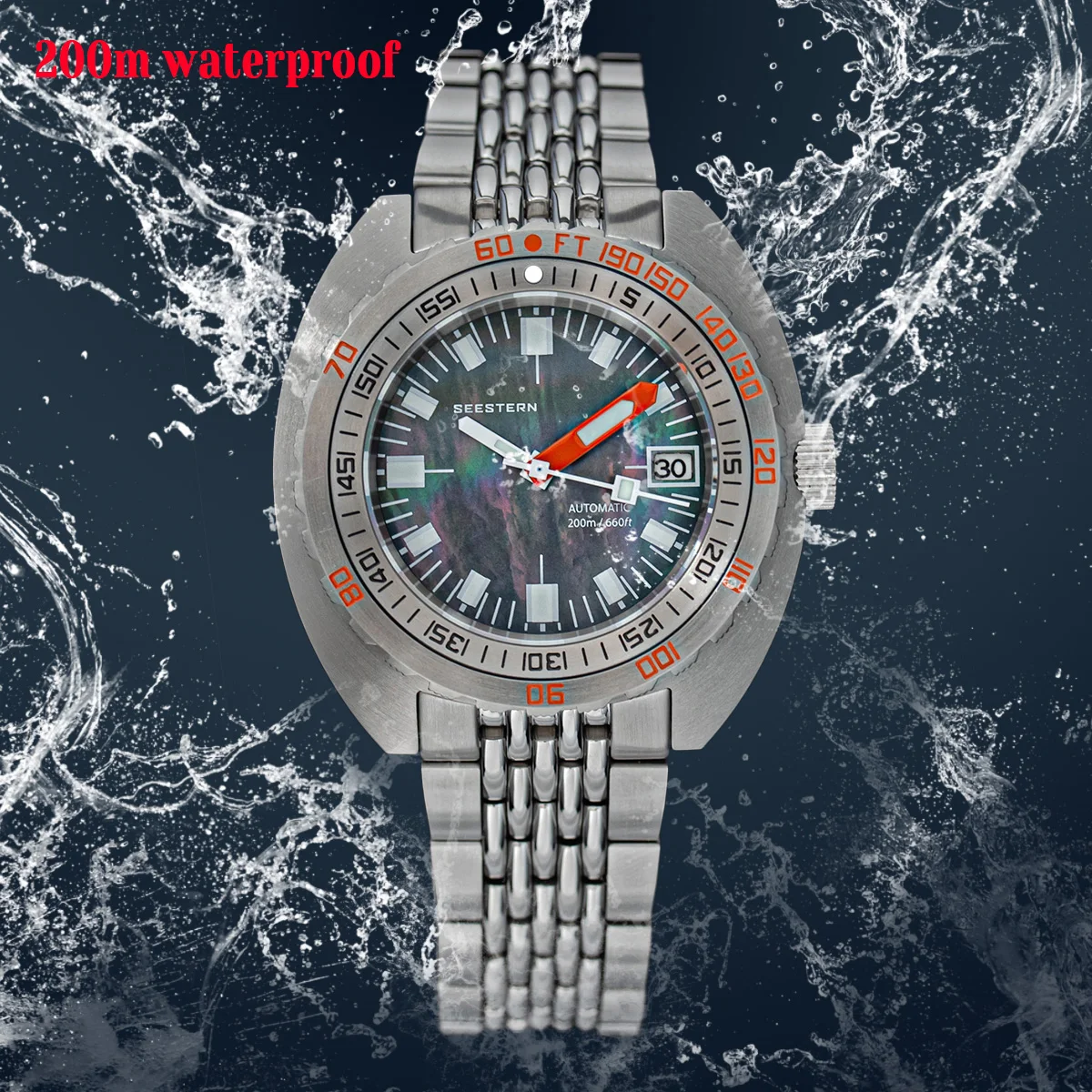 Top Brand Luminous Diver Watch Automatic Men Date 200m Turn Bracelet Seestern Wristwatch Retro SUB300T Mechanical Sapphire Glas