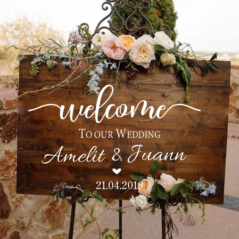 Welcome Wedding Sign Stickers Engagement /Celebration Mural Vinyl Decal Baptism/Birthday Wedding Decoration Reception Decor