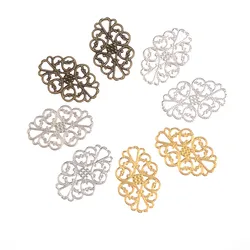 Free shipping 50Pcs Filigree Flower Wraps Connectors Metal Crafts Decoration DIY Findings Connectors 32x20mm