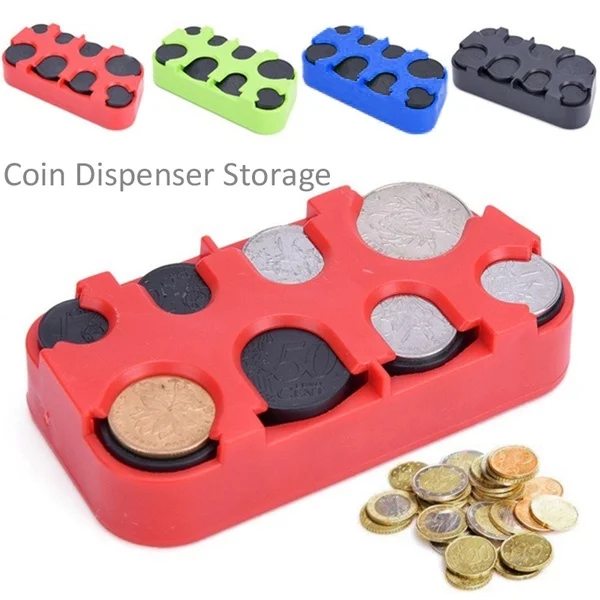 Handige Coin Opslag Euro Dollar Munt Dispenser Geld Portemonnee Portemonnee Houders Opbergdoos Aluminium + Plastic Organizer