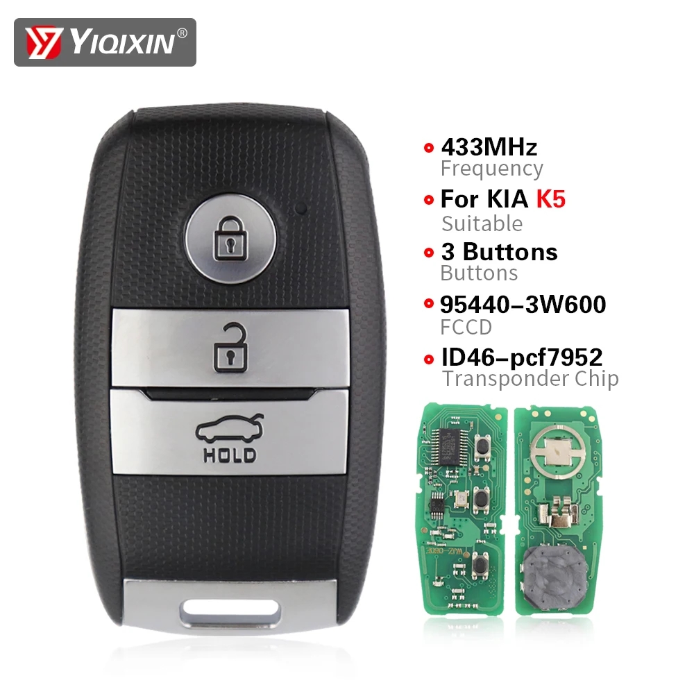 YIQIXIN 3 Button Full Keyless Go Remote Car Key 433Mhz For Kia K5 K4 KX3 Picanto Morning Optima Sportage Sorento 2014 2015 2016