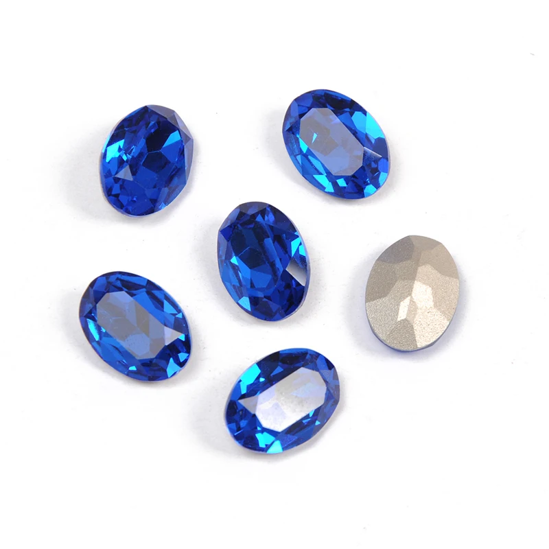 YANRUO 4120 All Sizes Capri Blue Oval Strass Point Back Craft Rhinestones DIY Glass Sew On Crystal Stones For Clothing