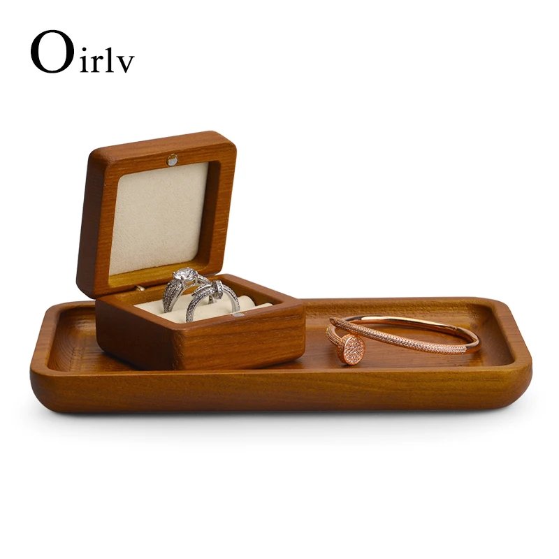 Oirlv Original Design Wooden Jewelry Display Tray 35*24*1.5cm Logs Bracelet Organizer Pallet for Shop Showcase Costomize