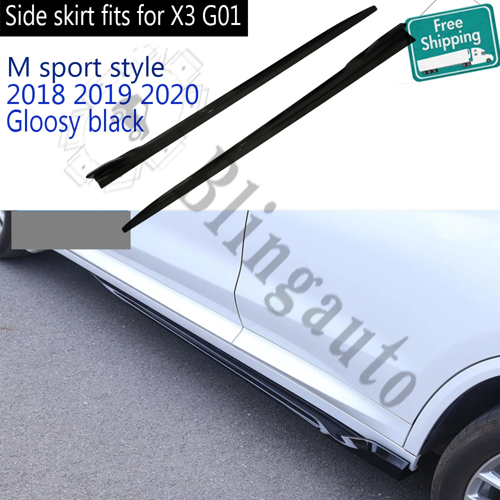 Fits for BMW X3 G01 2018-2024 side skirt M style sport protect side beam ABS plastic gloosy black painting