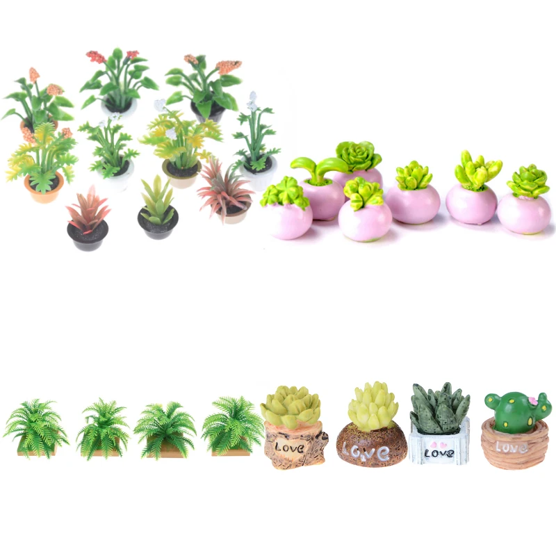 ミニチュアドールハウス1/12,緑の植物のために鉢植え,ドールハウス,家具,家の装飾,鉢植えのシミュレーション