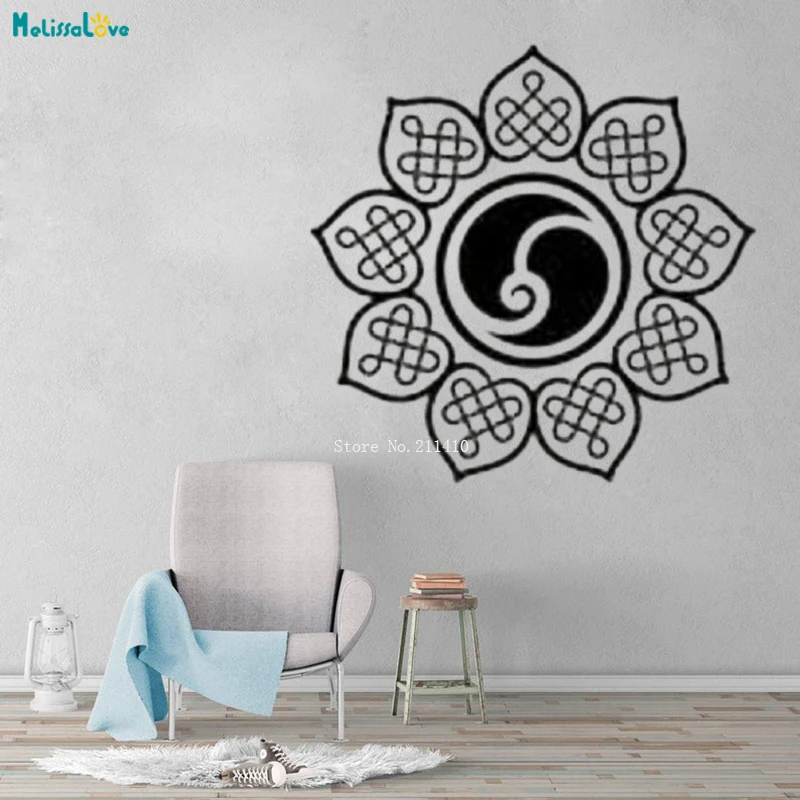 Special Knot Vinyl Decal Mandala Yoga Hinduism Zen Yin Yang Wall Stickers Home Decor Removable Mural Unique Gift YT4210