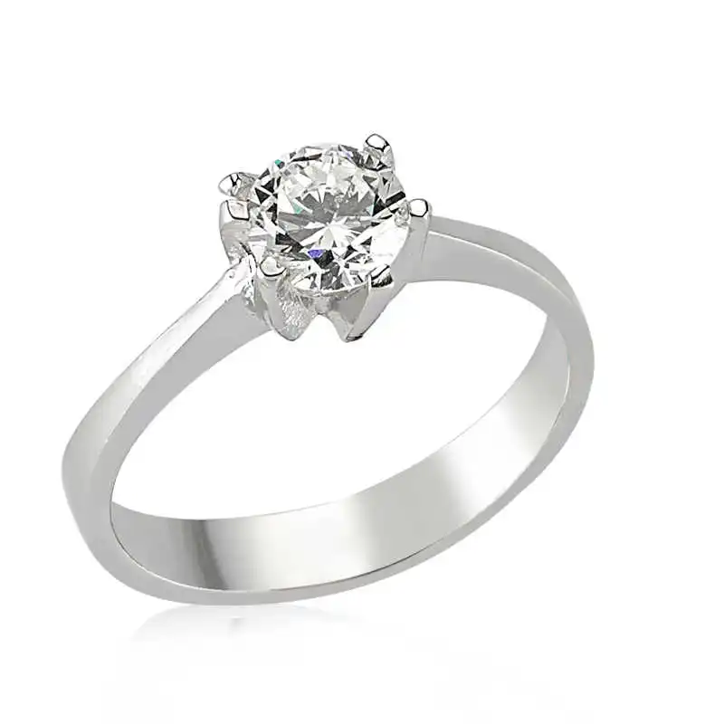 Silver Single Stone Lady 'S Ring