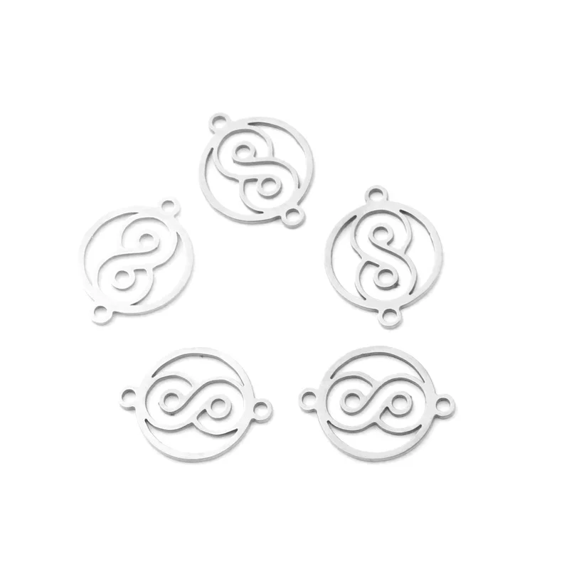 Aiovlo 5pcs/lot Infinite Symbol Connector Hollow Digital 8 Charms Stainless Steel DIY Necklace Bracelet Jewelry Making Wholesale