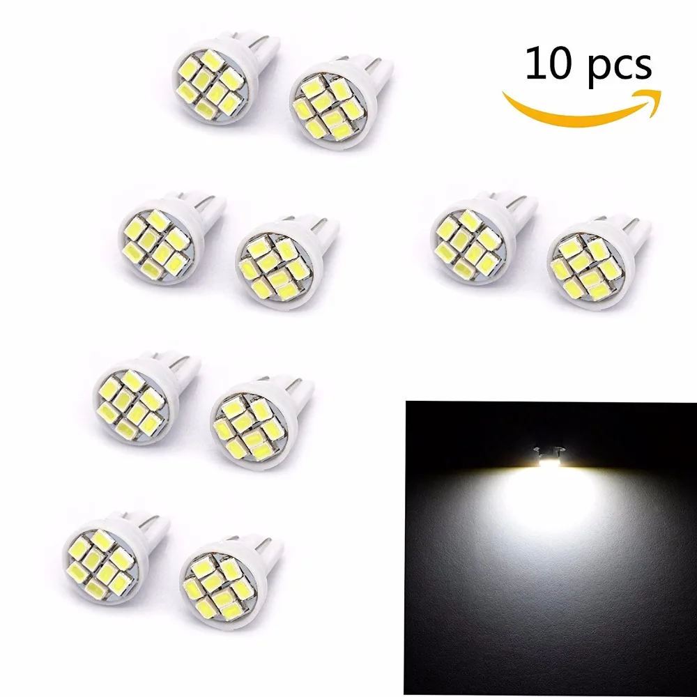 100 De Lampadas T10 / W5w - Pingo 8 Led - Super Branco Placa Farolet