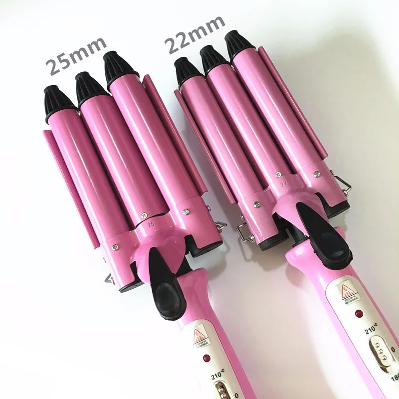 مكواة تجعيد احترافية سيراميك ثلاثي برميل مصفف شعر أدوات تصفيف الشعر 110-220 فولت مموج الشعر الشباك الكهربائية #3