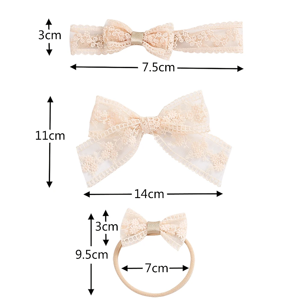 Lace Bows Baby Girl Headband With Baby Hair Clips Elastic Soft Hair Bands Kids Headwear Newborn Headbands Baby Hair Accessories