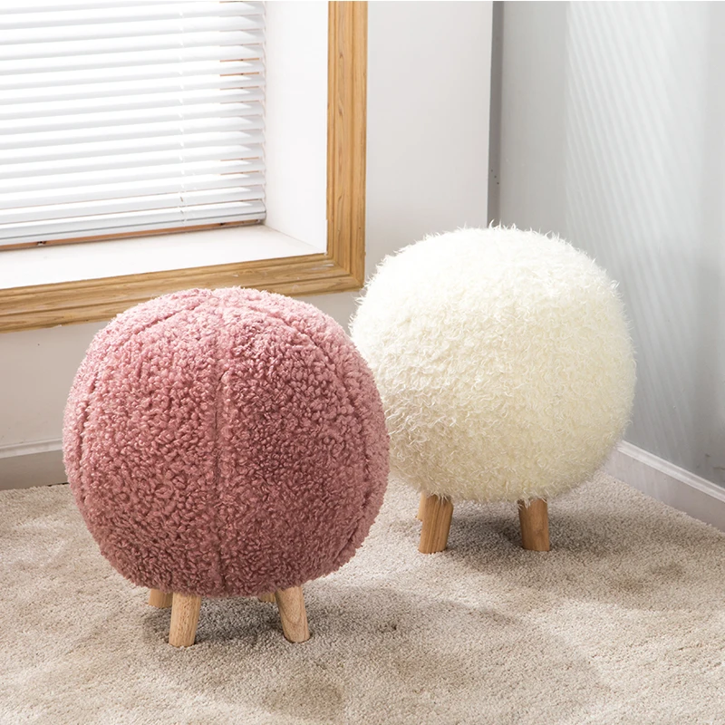 

Children's Stool барный стул Creative Solid Wood Spherical Seat Removable And Washable Furniture Cloth Fashion Dressing Stools