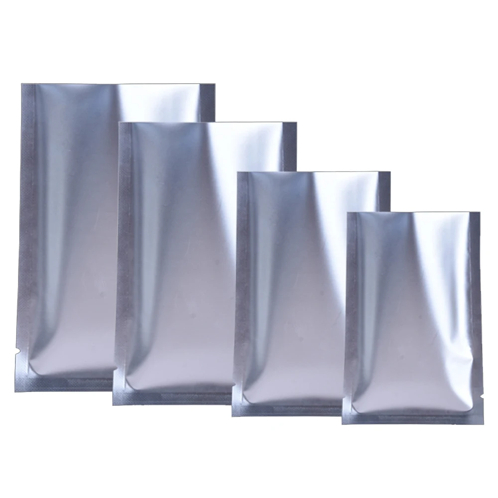 100Pcs Open Top Matte Aluminum Foil Bag Tear Notch Disposable Heat Vacuum Seal Food Snack Bean Candy Cookies Packaging Pouches