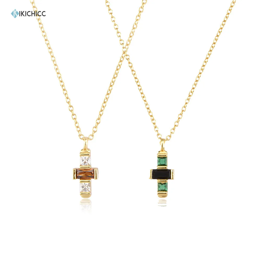 kikichicc-colar-925-com-pingente-de-cruz-corrente-longa-prata-esterlina-e-dourada-pequena-luxuosa-zirconia-cz-joias-de-casamento