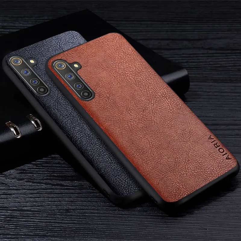 Leather Case For Realme 6i 5i 5 Pro 5S Q 3 6 pro Premium Retro Litchi Pattern Back Cover for oppo realme 6 pro 6i 5i 5s q 3 case