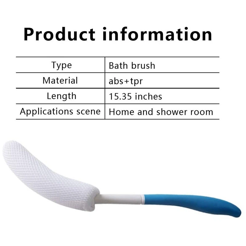 Back Shower Brush Easy-To-Reach Body Brush with Non-Slip Handle Long Curved Shower Brush Suitable for Elderly Shower