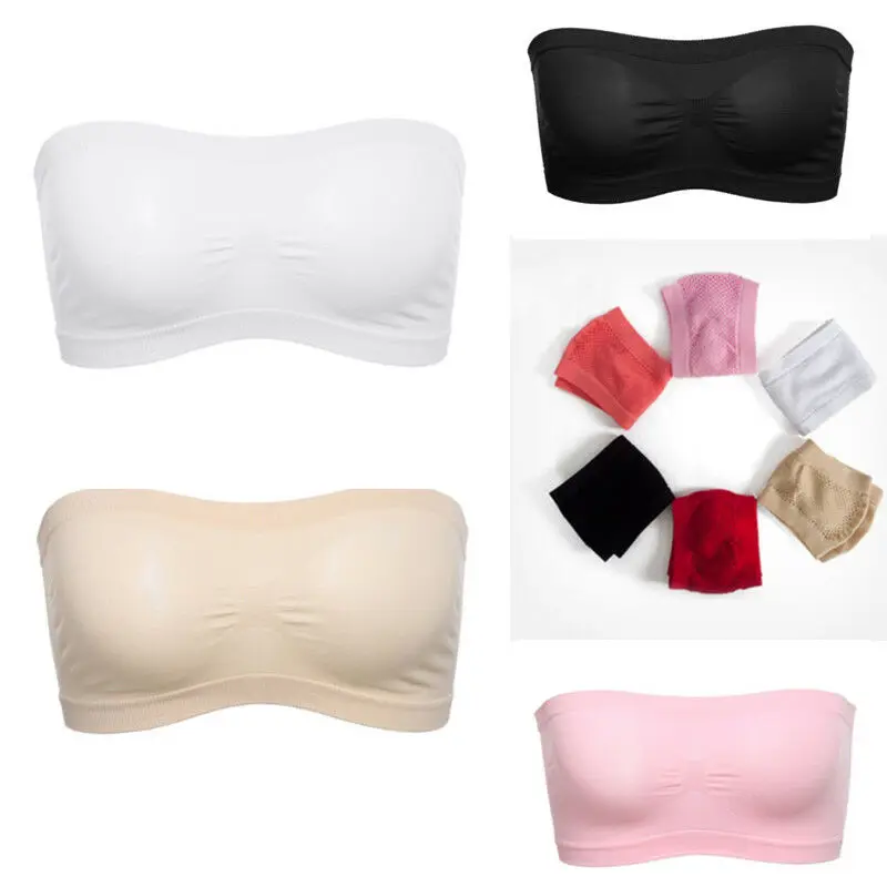 New Women Summer Solid Color Tube Top Seamless Strapless Bra Bandeau Comfortable And Breathable Tube Top Sports Bra No sponge