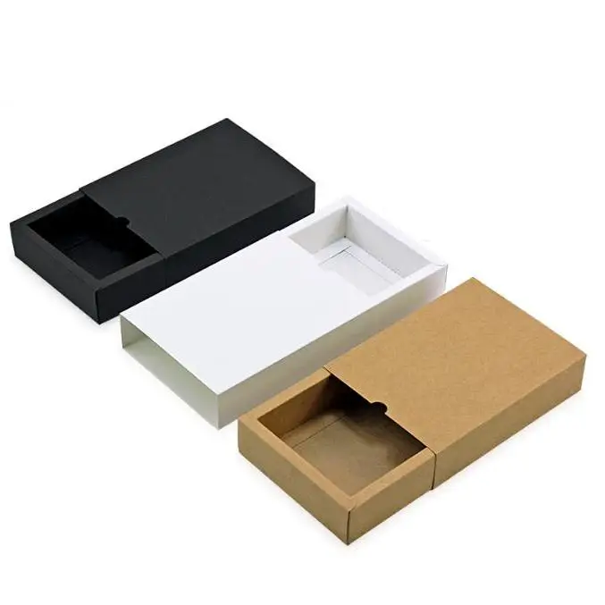 Kraft Paper Box Black White Paper Drawer BoxTea Gift Underwear Biscuit Packaging Carton Can Be Customized 28x14x5cm Wholesale