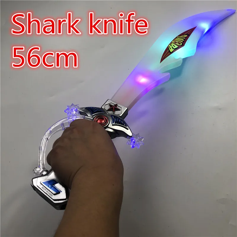 Eletronic Lightsaber Induction Shark sword Flashing Cutlass Simulation Plastic Light Toys Sword Children cosplay Props 56cm