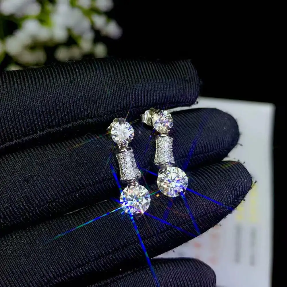 Real Moissanite.Latest Design, 925 Silver, Eardrop Style, Fashion Gift Diamond Earrings