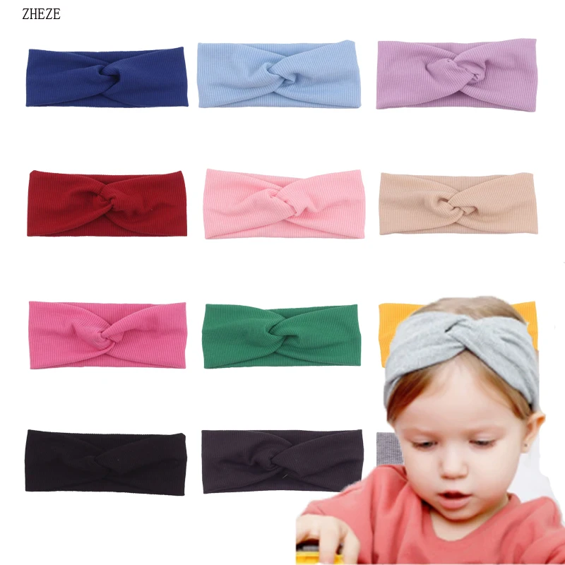 10Pcs/Lot Hot Sales Soft Elastic Width Cross Knotted Headband Women Girls Cotton Turban Sport Hairband Kids Hair Accessories