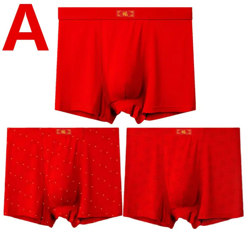 3 Pcs Big Size Underwear For Man Boy Boxer Briefs Panties Undies Underpant Knickers Red Color Undershorts 4XL 5XL 6XL 7XL 8XL