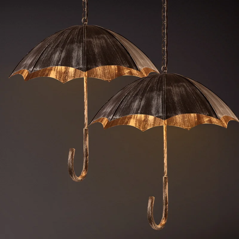 

Retro creative umbrella wind industrial loft wrought iron cafe bar restaurant pendant lights personality Art pendant lamp