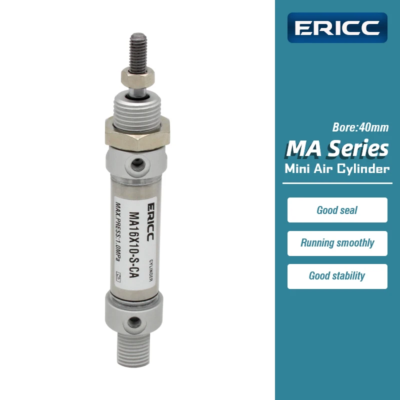 

MA40 Series Mini Air Cylinder Bore 40mm stroke25-500mm Double Action Mini Round Cylinders Built-in magnet MA40X200S-CA