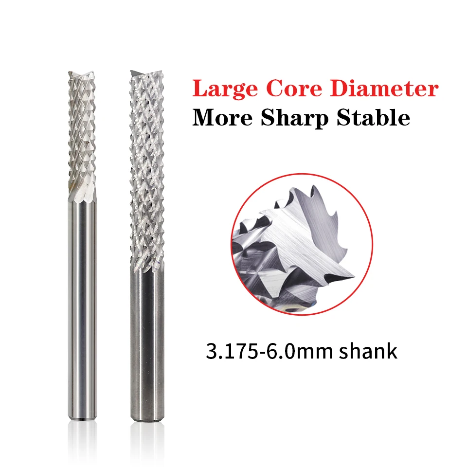 VACK Pcb Carbide Tungsten Corn Milling Cutters End Mill Router Bits Wood Cutter CNC Engraving Machine Tools 3.175mm 4mm 6mm 8mm