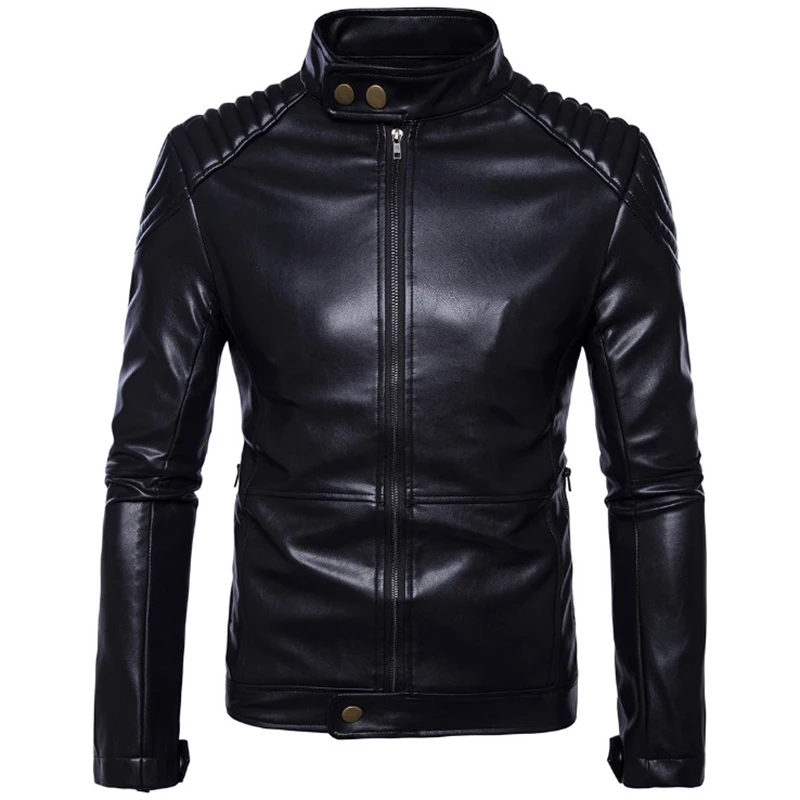 AOWOFS Newest motorcycle leather jackets Autumn Slim Export German Men's Locomotive Jackets jaqueta de couro masculina 5XL