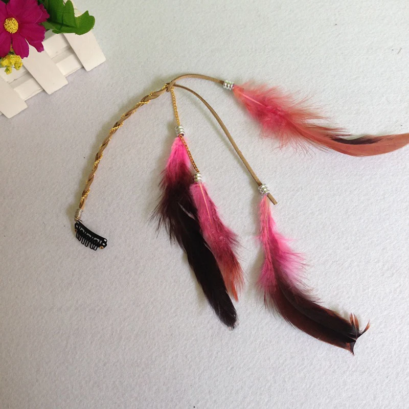 Extensiones de Cabello Hippie Boho hechas a mano con Clip de plumas, tocado de peine, accesorios de bricolaje para mujeres, regalos de San Valentín