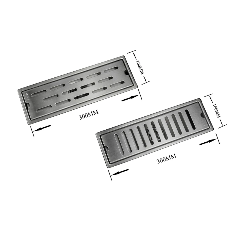 SUS 304 Stainless Steel Brushed Square Shower Grate Cover Long Drainage Bathroom Floor Waste Grates Bath Shower Drain Strainer