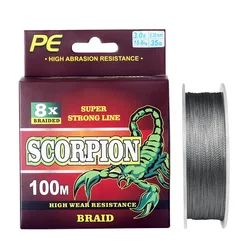 PE Fishing Line Gray 100M 4/8 Strands Wire Braided Line Anti-bite Lure Sea water 0.4#-10#