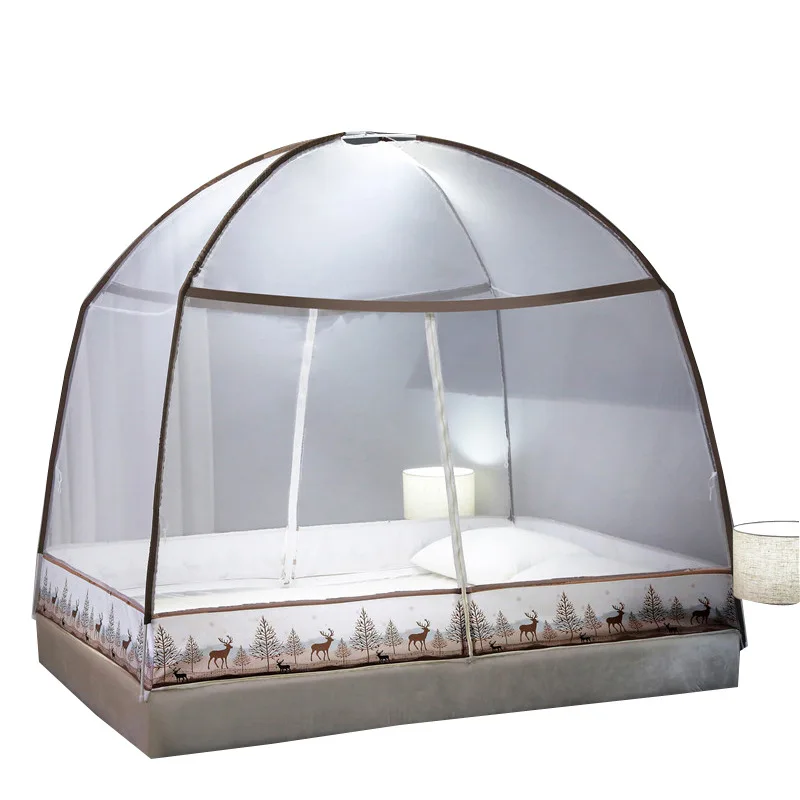 Adults Yurt Mosquito Net Bed Bottom Free Installation Mesh Mosquito Net Breathable Thin And Light Klamboe Bed Room Decor EB50