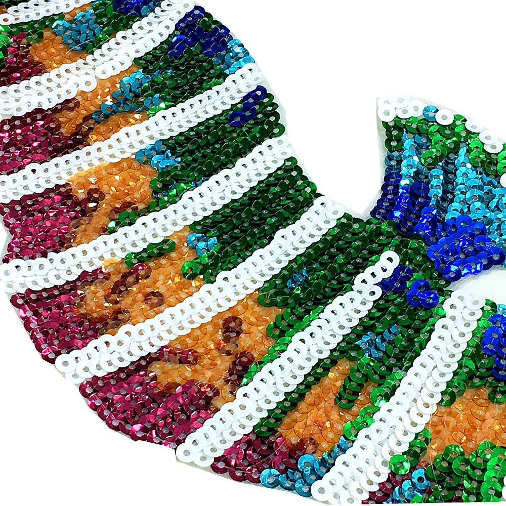 4pc Seahorse Embroidered Patch Hippocampus Sequin Applique Marine Fish Patches For Jeans Bags Appliques Parches AC1510