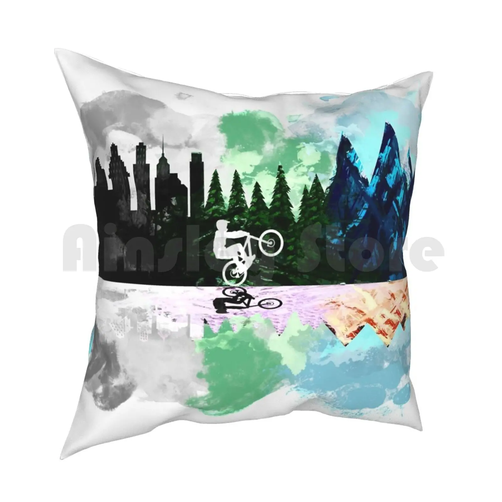 Go To The Mountains Pillow Case Printed Home Soft DIY Pillow cover Bike Mtb Ride Mountain Bike Bicycle Cyclist Bmx Rider