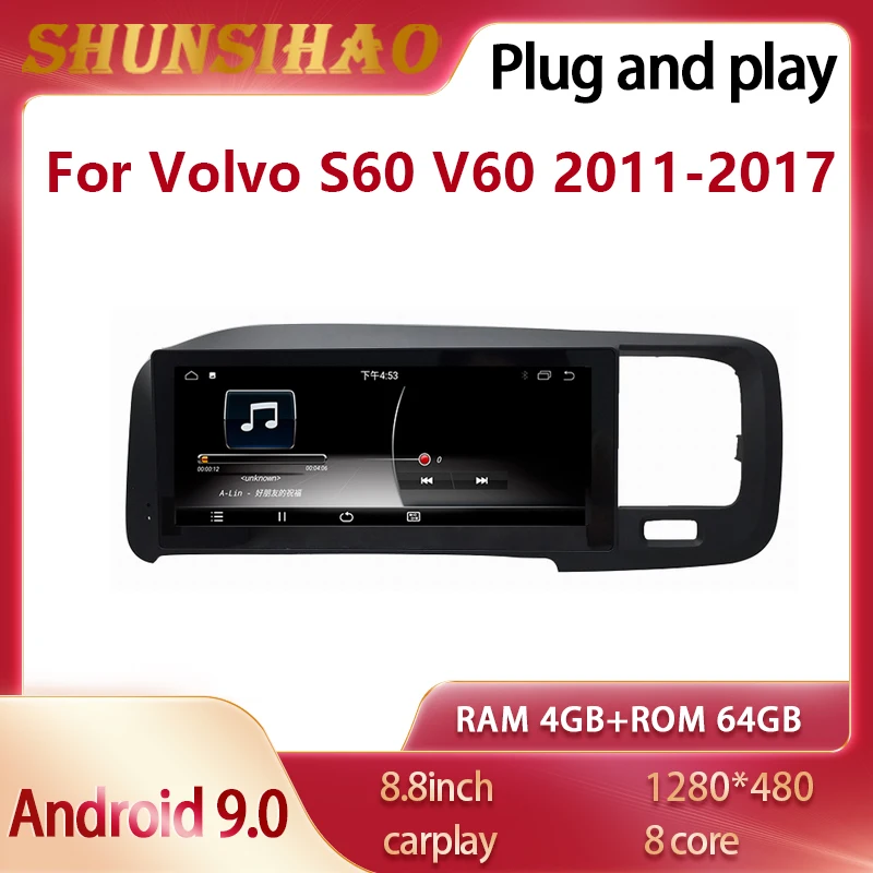 

Автомагнитола ShunSihao для Volvo S60 V60 8,8-2011, магнитола, автомагнитола, мультимедийный автомобильный GPS навигатор, аудио плеер Android 2017