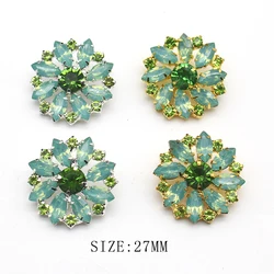 5 pz/lotto 27MM metallo strass pulsante decorazione fai da te bicolore cucito a mano indumento con manico fondo gioielli accessori