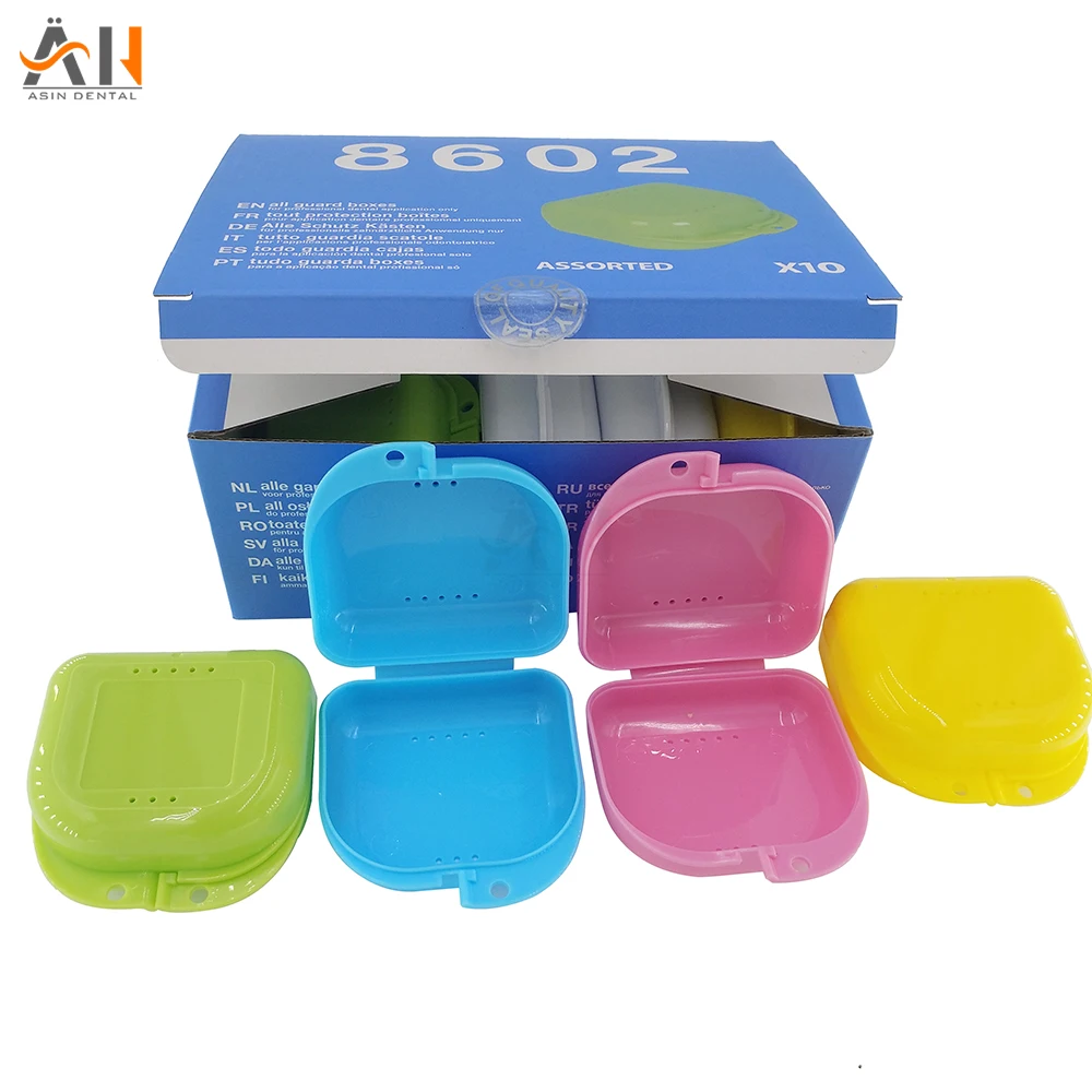 

Best 10pcs Dental Mouth Guard Box Orthodontic Retainer Box Case Plastic Denture Tray Teeth Whitening Container Denture Box