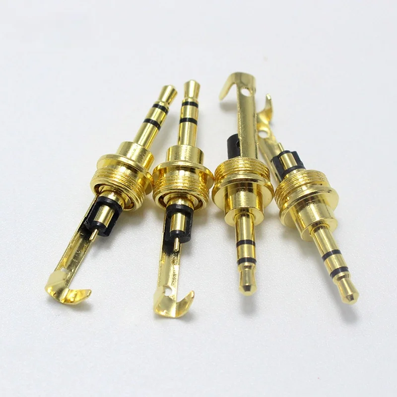 2.5mm Earphone Plug Audio Jack 3 Pole 4 Pole Stereo Headset Metal Golden Plated Copper Soldering 6.0mm Wire Hole Line Connector