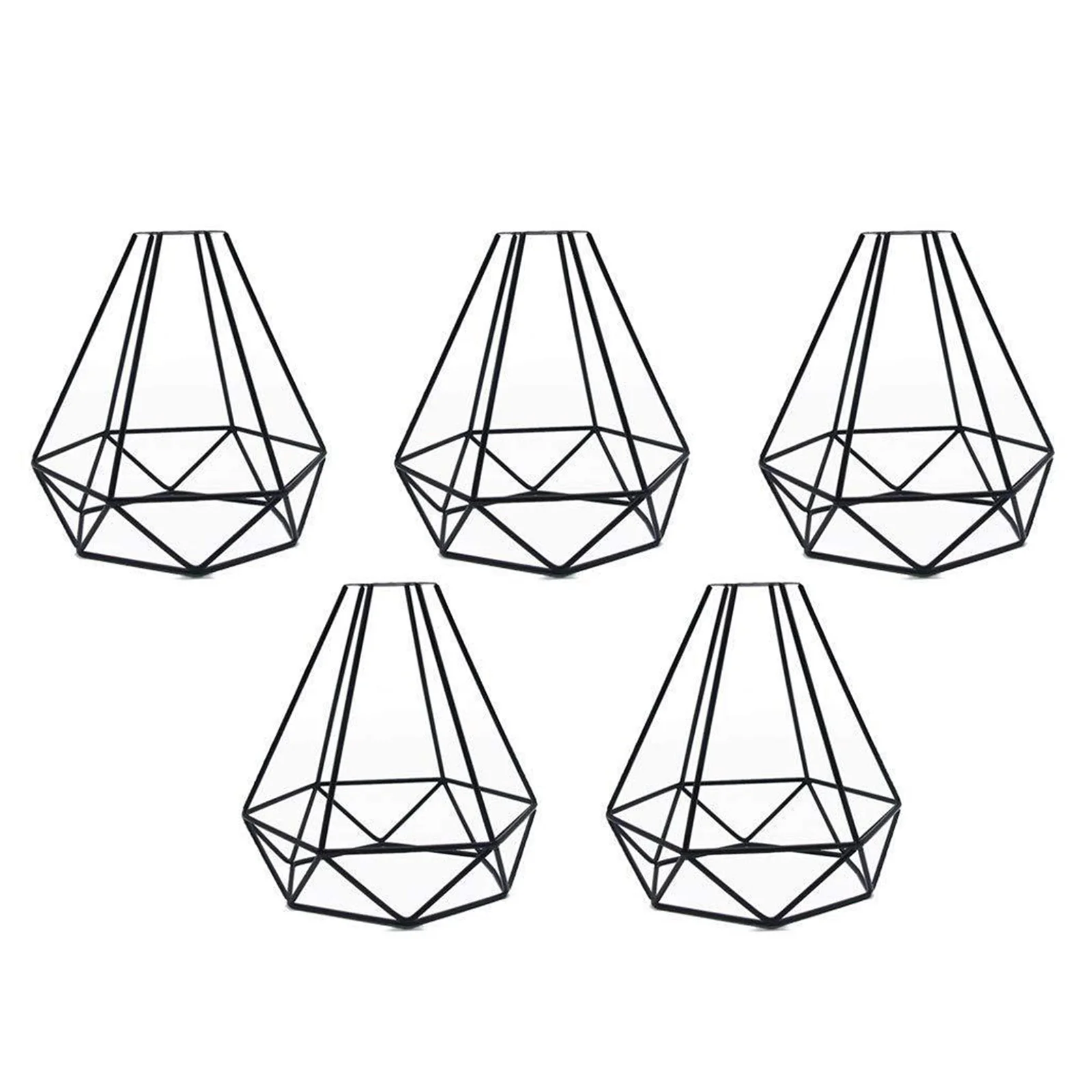 Diamond Shaped Metal Guard Pendant Light Bulb Cage Ceiling Hanging Lampshade Metal Wire Cage for Light Bulbs Industrial Style