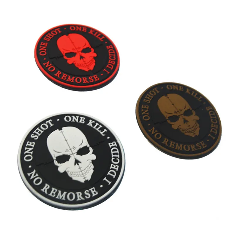 3D PVC Shooter Aiming Sniper Patches Rubber Hook and Loop Badge Gun Shape Crosshair Cap Outdoor Backpack Stickers Hat Applique