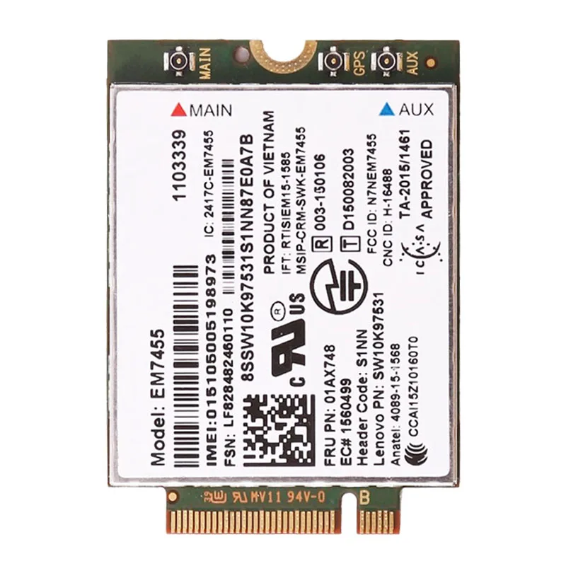 EM7455 FRU 01AX748 Network Card for X1 Carbon 5th Gen X270 T470 T470S T470P T570 L570 L470 P51 P71 LTE 3G 4G module