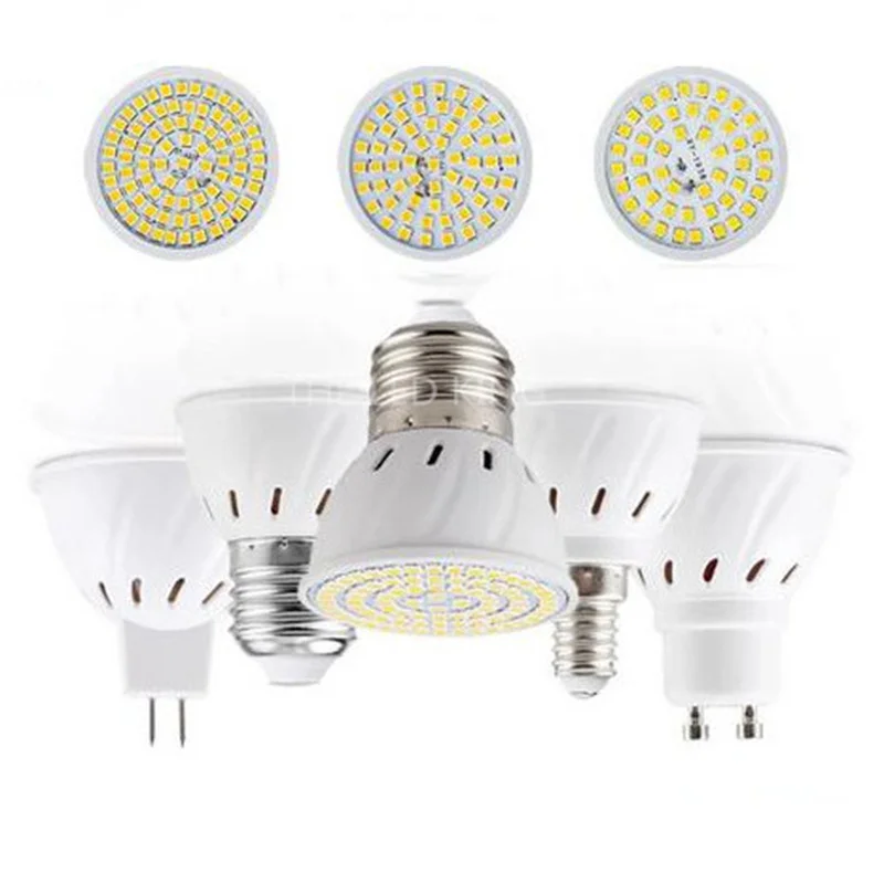 Bombilla LED superbrillante GU10/GU5.3/E27/MR16 2835SMD 9W 12W 15W, foco de 220V, luz blanca cálida/fría, 6 uds.