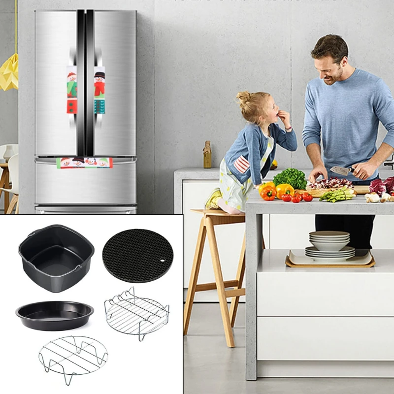 Freidora de aire cuadrada de 6 pulgadas, cubo para hornear pasteles, accesorios para el hogar, suministros de Bar de cocina, juego de utensilios de cocina práctico, 5 uds.