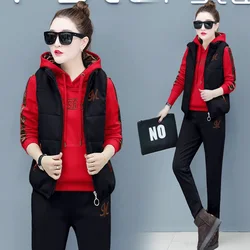 Autumn and winter new Fashion women suit women's tracksuits casual set with a hood fleece sweatshirt three pieces set