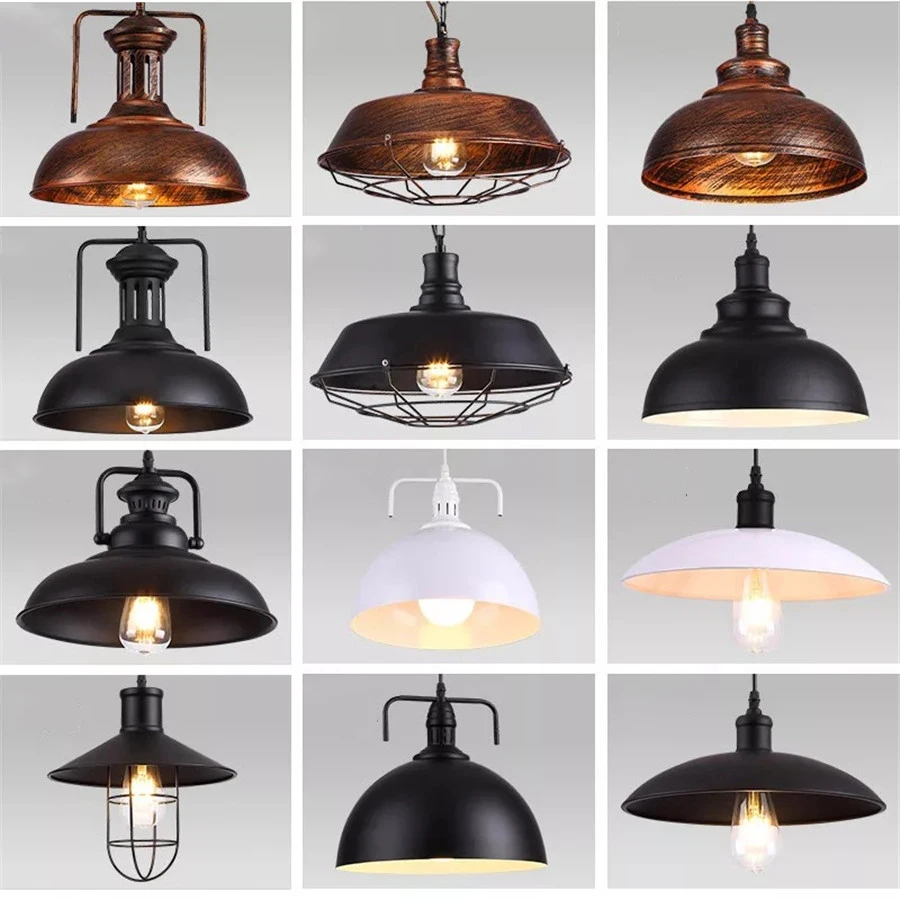 American Barn Pendant Light Courtyard Vintage Hanging Light Luminaire Iron Rust Pendant Lamp for Living Dinning Room Kitchen