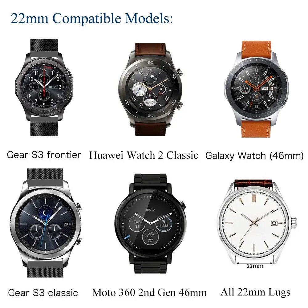 20/22mm strap For Galaxy Watch 46mm/42mm/Active Samsung Gear S3 frontier/S2/Sports Genuine Leather Band Huawei Watch GT S 3 2 46