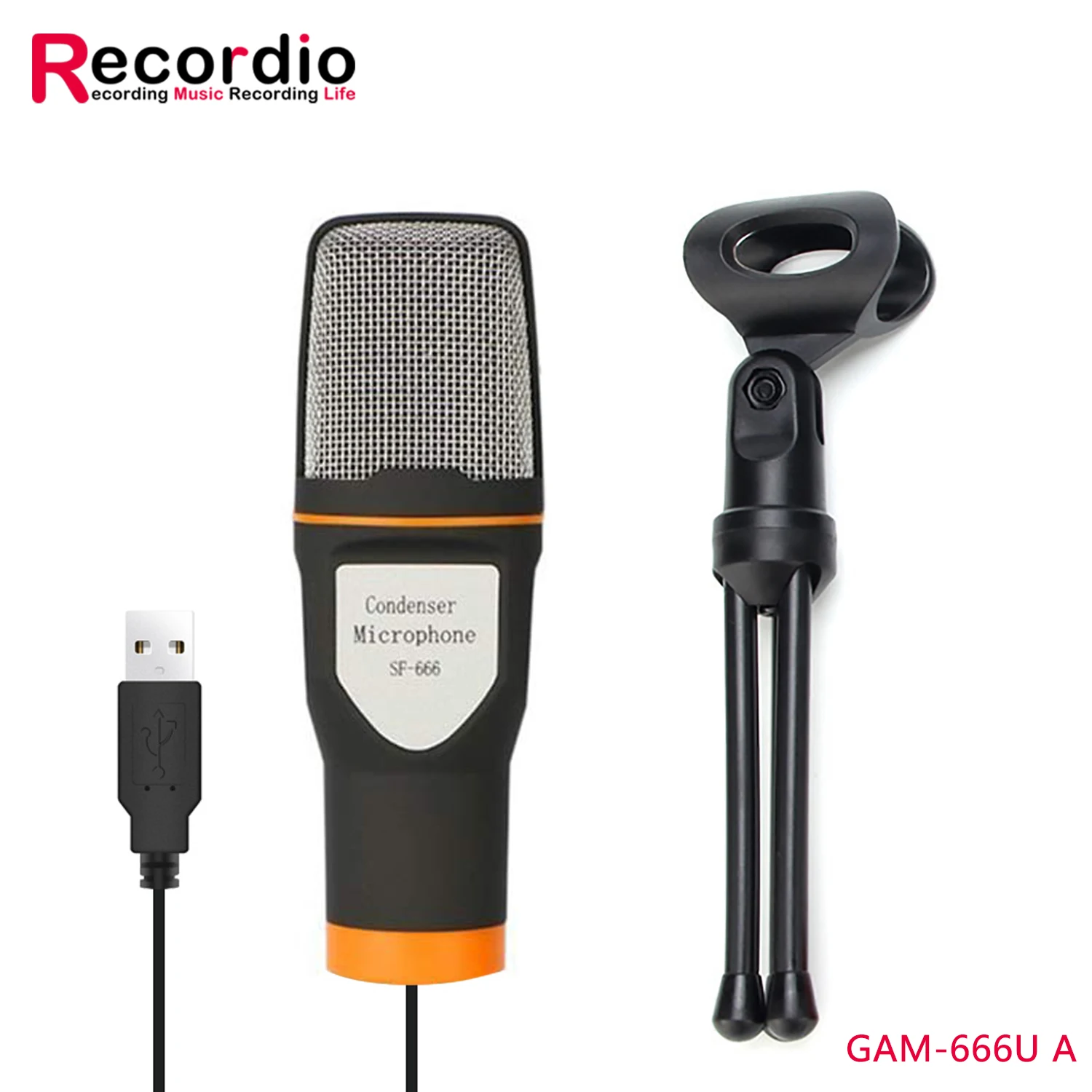 GAM-666U Good Quality Condenser Microphone Home Stereo Mic Desktop Tripod For Phone PC Video Recording Youtube Sing Game Chat