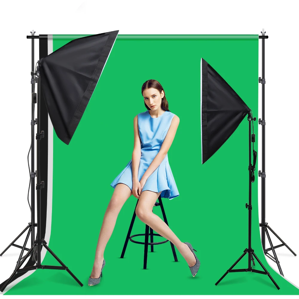 2.6*3m Adjustable Backdrop Stand with Carry Bag Background Stand Green Screen Photo Studio Support for Portrait,Party,Wedding